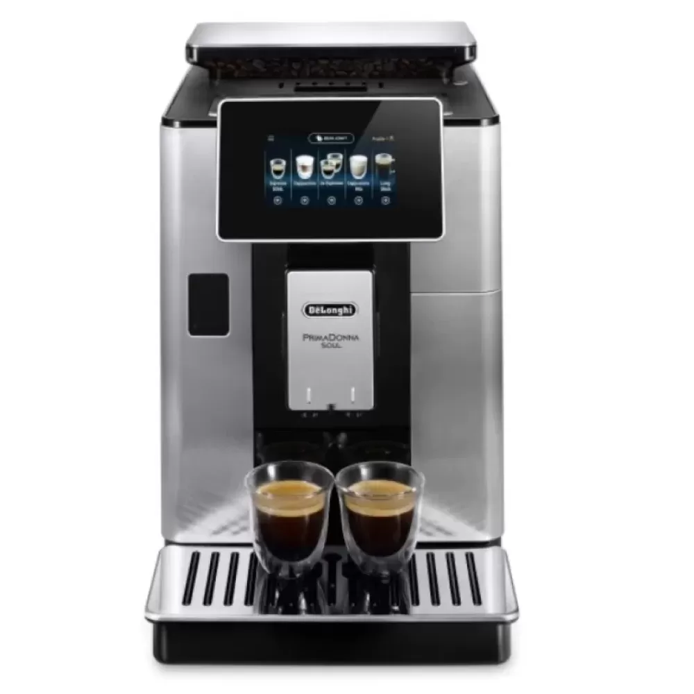 Espressor automat De’Longhi PrimaDonna SOUL ECAM 610.74.MB, 1450W, 19 bar, 2.2 l, LatteCrema System, Argintiu Negru