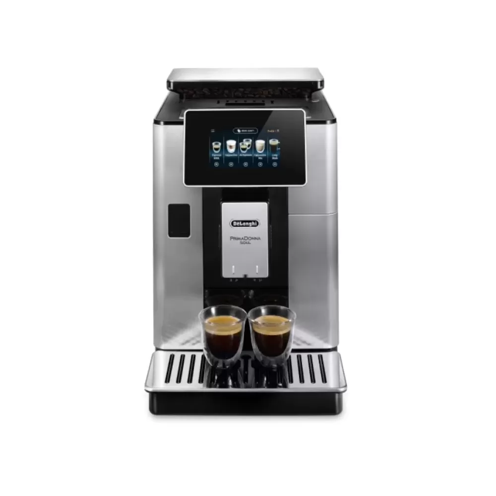 Espressor automat De’Longhi PrimaDonna SOUL ECAM 610.74.MB, 1450W, 19 bar, 2.2 l, LatteCrema System, Argintiu Negru