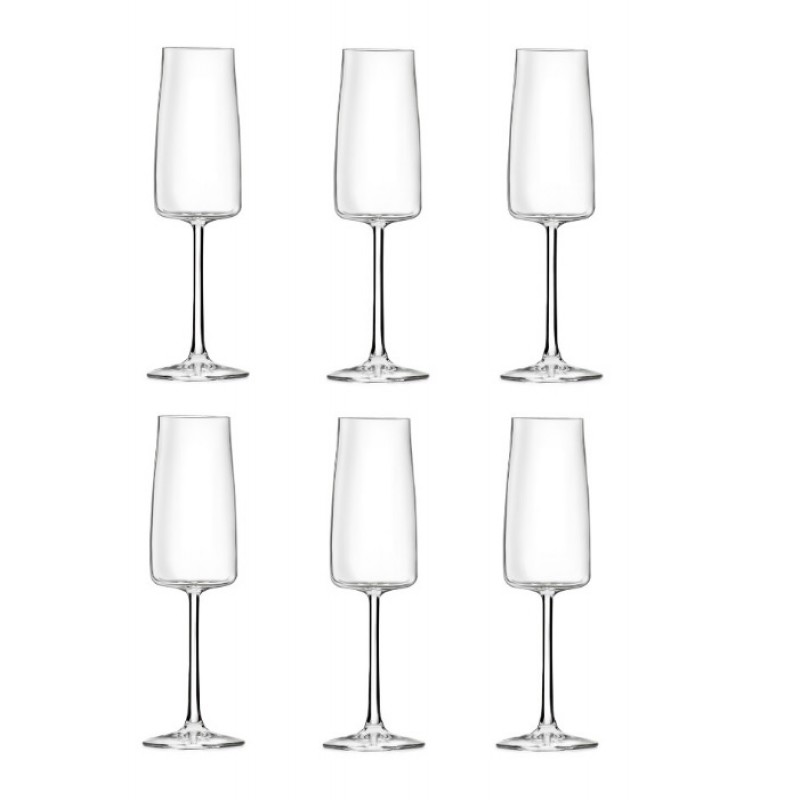 Set 6 pahare cu picior pentru sampanie Essential E30, RCR Crystal, 30 cl