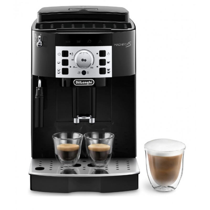 Espressor automat DeLonghi Magnifica S ECAM 22.112.B, sistem manual de spumare, rasnita cu 13 setari, 1450 W, 15 bari, 1.8 l, Negru