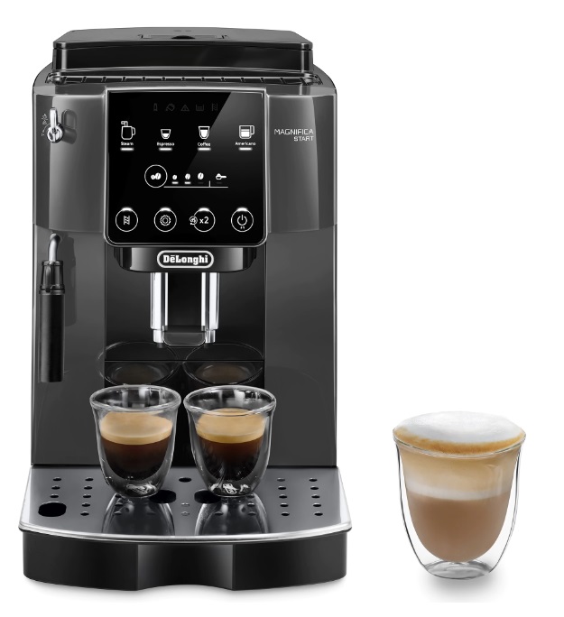 Espressor automat DeLonghi Magnifica Start ECAM 220.22.GB, 1450 W, 1.8 l, 15 bar, sistem de spumare lapte manual, negru/ gri