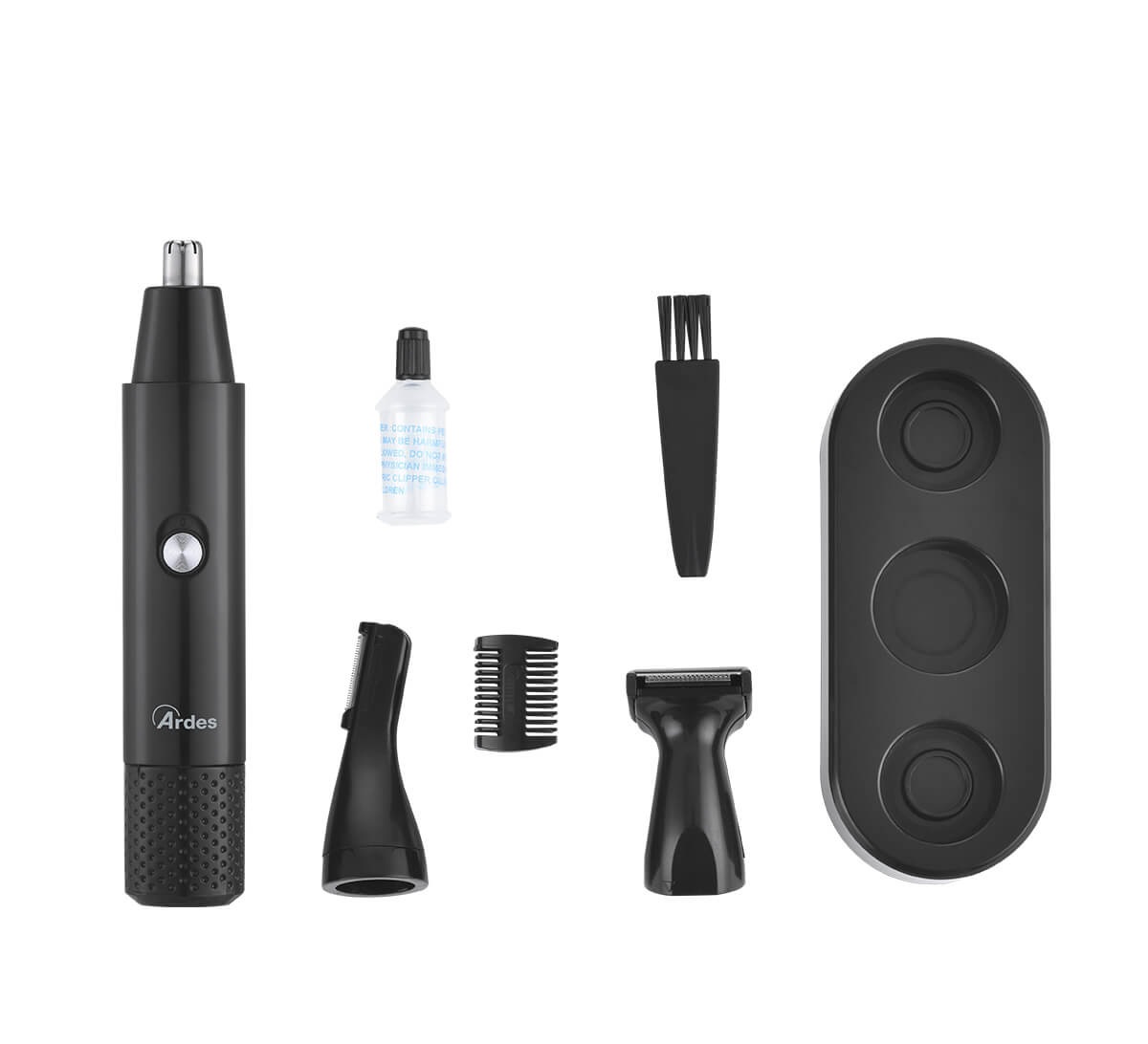 Trimmer 3 in 1 pentru nas si urechi Puternic si silentios. Cu 4 accesorii, baza suport si kit de intretinere.