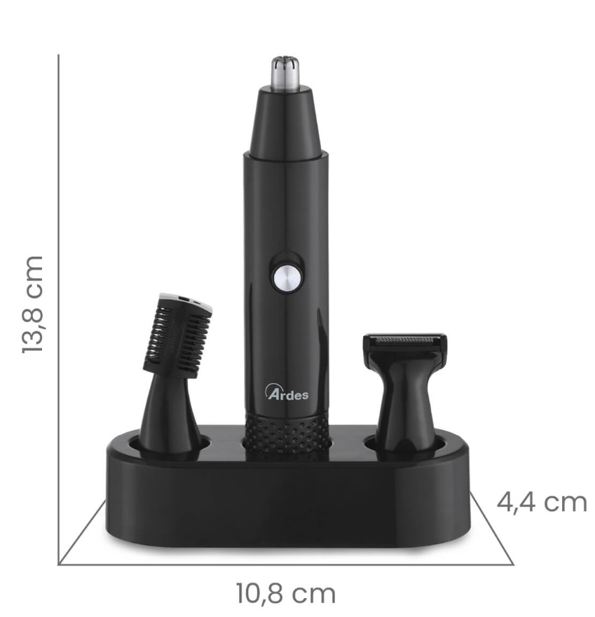 Trimmer 3 in 1 pentru nas si urechi Puternic si silentios. Cu 4 accesorii, baza suport si kit de intretinere.