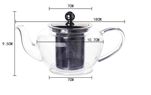 Ceainic din sticla thermo  TEA TIME, cu capac si infuzor inox, 450ml, DelCaffe