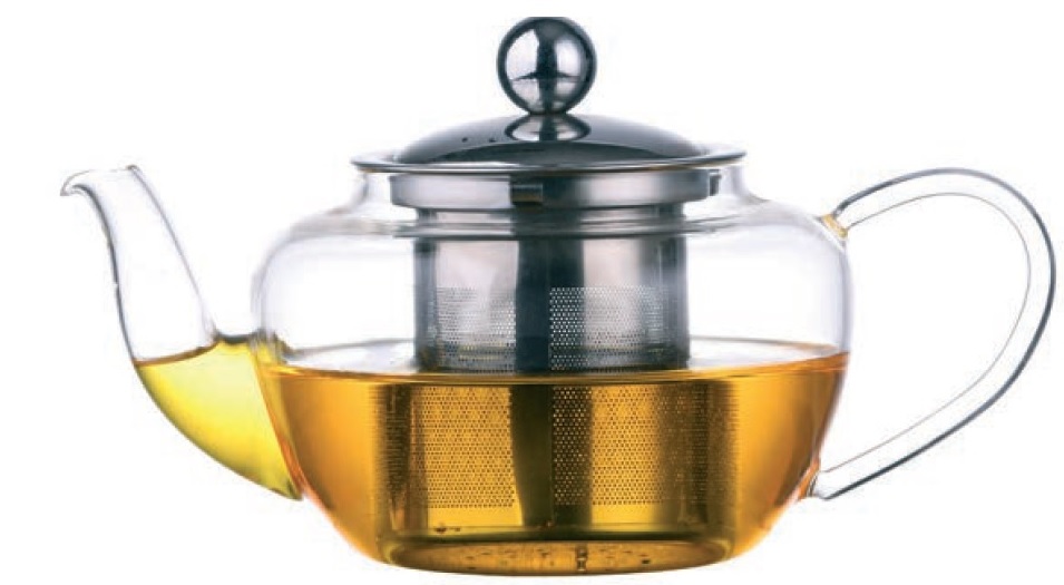 Ceainic din sticla thermo  TEA TIME, cu capac si infuzor inox, 450ml, DelCaffe