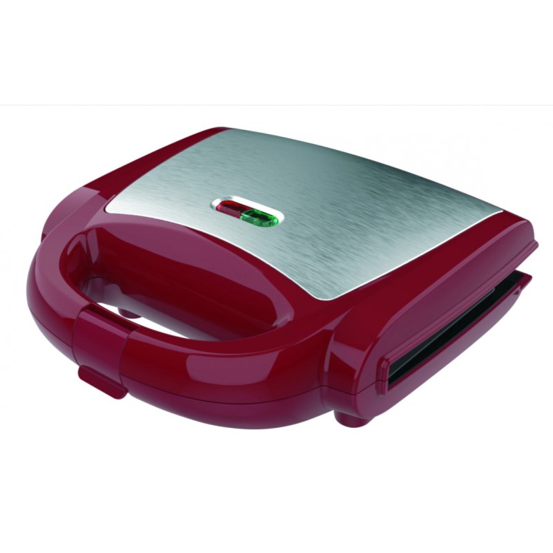 Sandwich maker Studio Casa Tasty SC2127, suprafata antiaderenta, 750 W, protectie de siguranta supraincalzire, Rosu/Argintiu