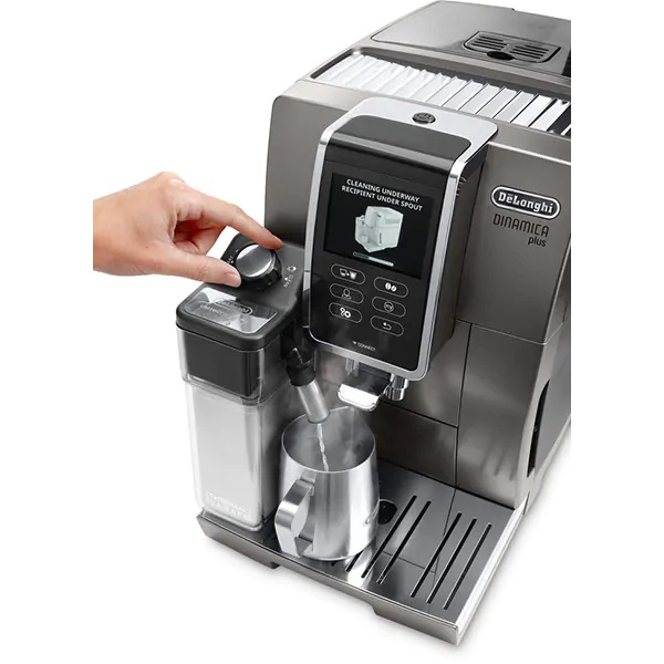 Espressor Automat De Longhi Dinamica Plus Ecam.370.95.T, 1.8L, 1450W, 19 Bar, Gri Inchis-Argintiu