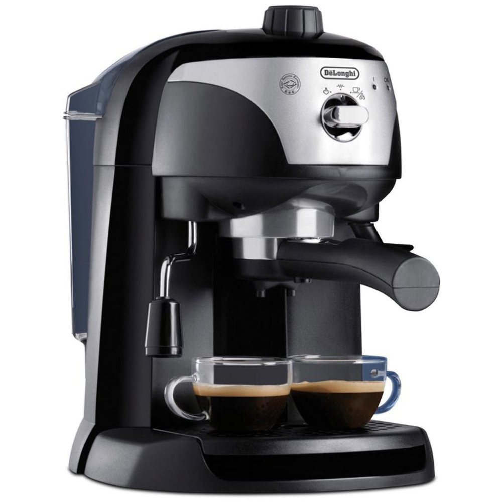 Espressor cu pompa DeLonghi EC221.Black, Dispozitiv spumare, Sistem cappuccino, 15 Bar, 1 l, Oprire automata