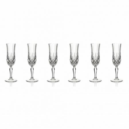 Set 6 pahare cu picior pentru sampanie Opera, Rcr Crystal