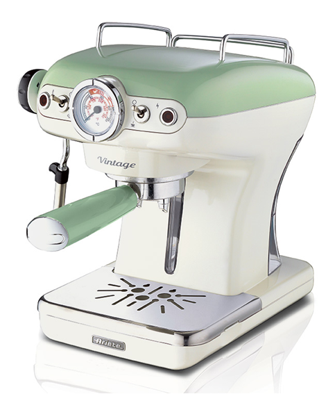 Espressor manual Ariete, 1389 Vintage, Verde, Sistem cappuccino, Putere 900W, 15 Bar