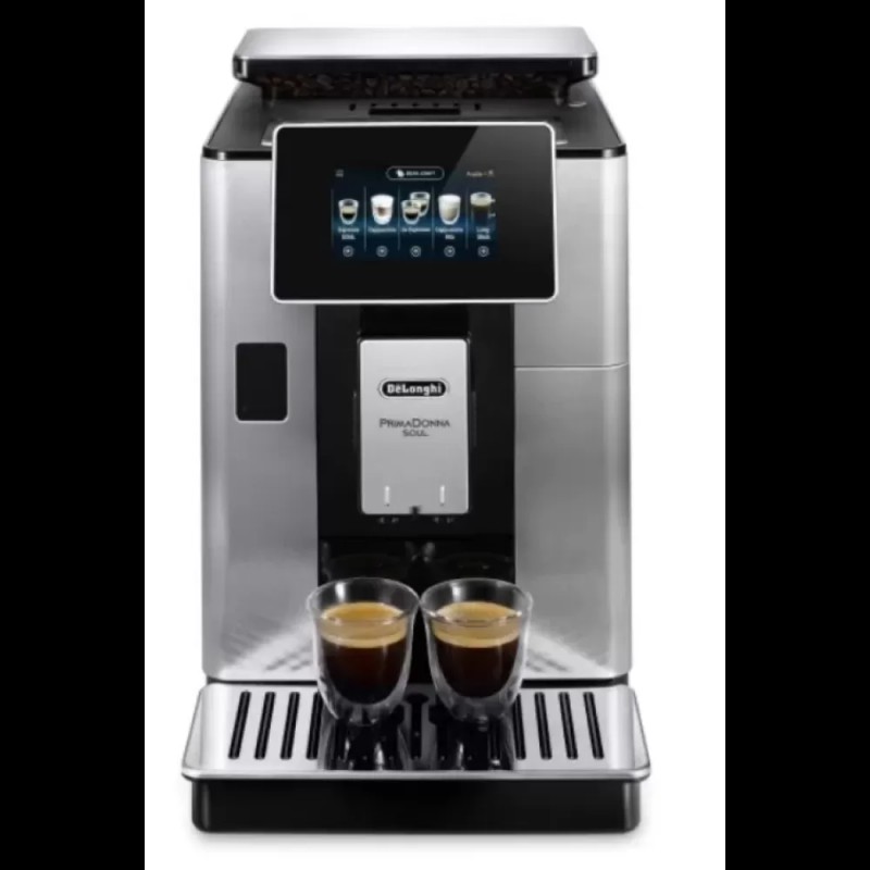 Espressor automat De’Longhi PrimaDonna SOUL ECAM 610.74.MB, 1450W, 19 bar, 2.2 l, LatteCrema System, Argintiu Negru