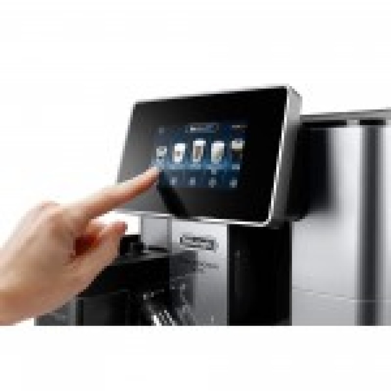 Espressor automat De’Longhi PrimaDonna SOUL ECAM 610.55.SB, Carafa pentru lapte, Sistem LatteCrema, Rasnita cu tehnologie Bean Adapt, Coffee Link App, 1450W, 19 bar,2.2 l, Negru - Argintiu