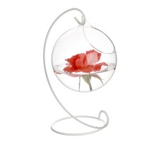Glob din Sticlă borosilicata EMOTION pentru Flori, Decoratiuni, 12cm x 12cm, cu suport metalic, Delcaffe
