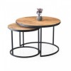 Set 2 masute cafea living, Still Round din metal si lemn, forma rotunda, Maro / Negru Set 2 masute cafea living, Still Round din metal si lemn, forma rotunda, Maro / Negru