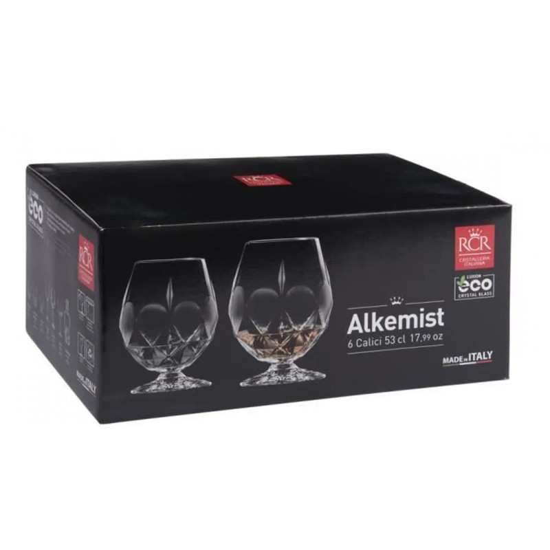 Set 6 pahare cu picior pentru coniac Alkemist Spirits 532 ml, RCR Crystal