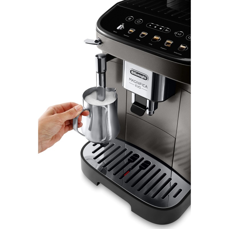 Espressor automat DeLonghi Magnifica Evo ECAM 290.42.TB, Sistem spumare lapte manual, Rasnita cu 13 setari, 1,8l, 15 bar, 1450W, Negru/Argintiu