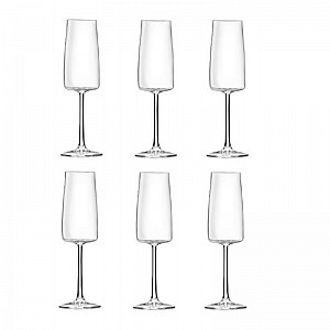 Set 6 pahare cu picior pentru sampanie Essential E30, RCR Crystal, 30 cl