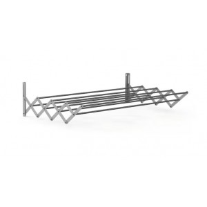 Uscator de rufe extensibil de perete, 120 cm, Economiseste spatiu, Metal si aluminiu, Max 25 kg rufe, Silver