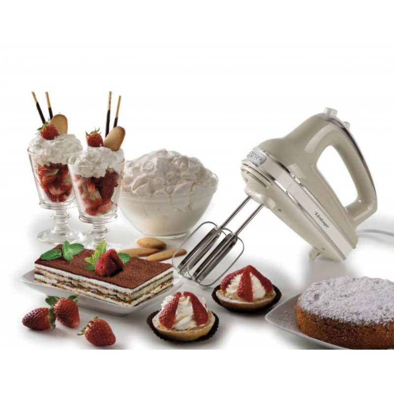 Mixer manual Ariete VINTAGE 1548/04, 450W, 5 viteze, Turbo, Crem Delcaffe.ro