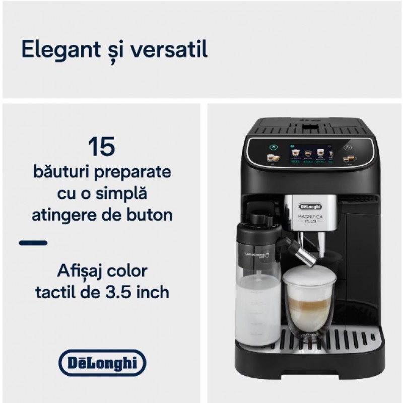 Espressor automat DeLonghi Magnifica PLUS ECAM 320.60.B, tehnologie LatteCrema, 1,8 l, 15 bar, 1450 W, negru