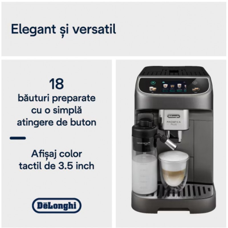 Espressor automat DeLonghi Magnifica PLUS ECAM 320.70.TB, tehnologie LatteCrema, , 1,9 l, 15 bar, 1450 W, negru/gri inchis