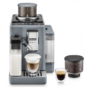 Espressor automat DeLonghi Rivelia EXAM 440.55.G, 2 recipiente pentru boabe, Tehnologie Bean Adapt, carafa cu tehnologie LatteCrema Hot, 1450W, 19 bar, 1.4 l, Gri