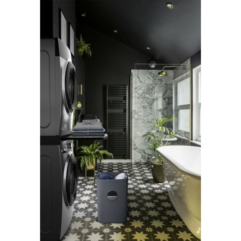 Kit universal de suprapunere a masinii de spalat si a uscatorului de rufe + suport retractabil, Meliconi. Torre Black Delcaffe.ro