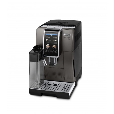 Espressor automat DeLonghi Dinamica Plus ECAM 380.95.TB, 2 carafe pentru lapte, tehnologie LatteCrema, 1.8 l, 1450 W, 15 bar, negru/gri inchis