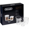 Set 2 pahare Espresso 90 ml, 2 pahare Cappuccino 270 ml si 2 pahare Latte Macchiato 330 ml, cu pereti dubli, DeLonghi DLSC302, Colectia Connoisseur