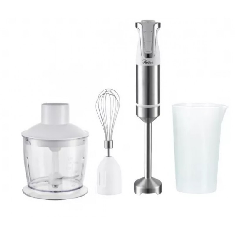 Blender, chopper si mixer 3 in 1 din otel inoxidabil cu vas gradat de 700 ml, Ardes Trinity, 1000w