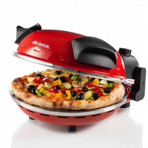Cuptor electric pentru pizza Ariete "Pizza in 4 minute" 0909/10, 1200W, 32 cm, Pana la 400°C, 5 trepte, Placa de piatra, Acoperire antiaderenta, Rosu
