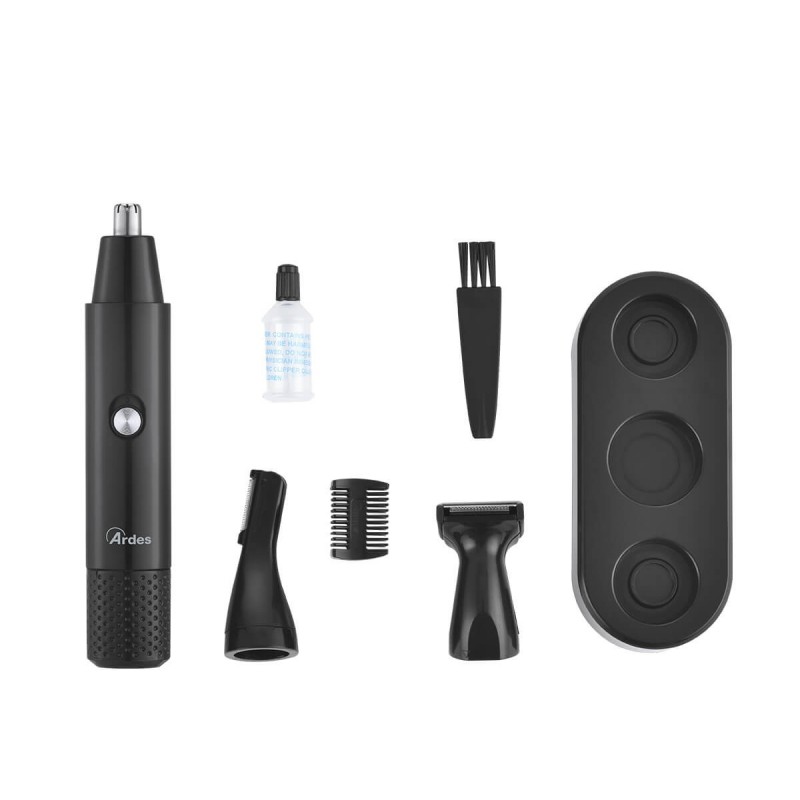 Trimmer 3 in 1 pentru nas si urechi Puternic si silentios. Cu 4 accesorii, baza suport si kit de intretinere.