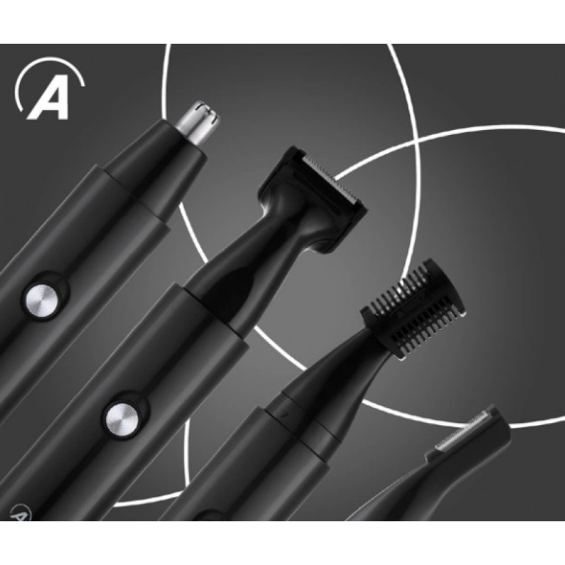 Trimmer 3 in 1 pentru nas si urechi Puternic si silentios. Cu 4 accesorii, baza suport si kit de intretinere.