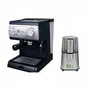 Pachet Espressor Cu Pompa Aroma Sc422 Silver Studio Casa, 15 Bari, 1.5L, 1050W, Negru+ Rasnita Del Caffe Grind Master, 220W, 60G