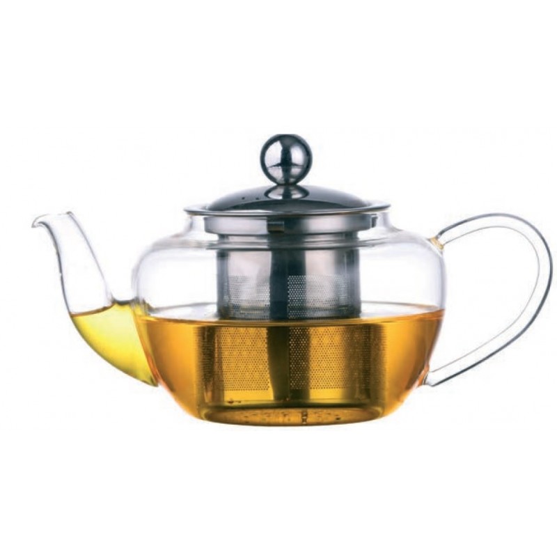 Ceainic din sticla thermo  TEA TIME, cu capac si infuzor inox, 450ml, DelCaffe