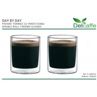 Set 2 pahare thermo DAY BY DAY, pentru ceai, lapte, bautura rece sau calda, 300ml, DelCaffe