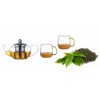 Pachet Ceainic din sticla thermo TEA TIME, cu capac si infuzor inox, 450ml + Set 2 Cani thermo MY CUP, DelCaffe