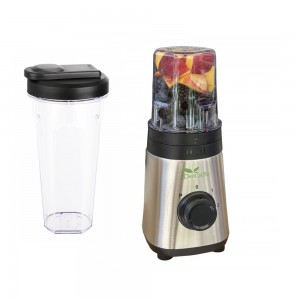 Blender DelCaffe Yoga Refresh, 2 recipiente cu capac 0.6l / 0.3l, putere 300W, 2 trepte viteza, inox