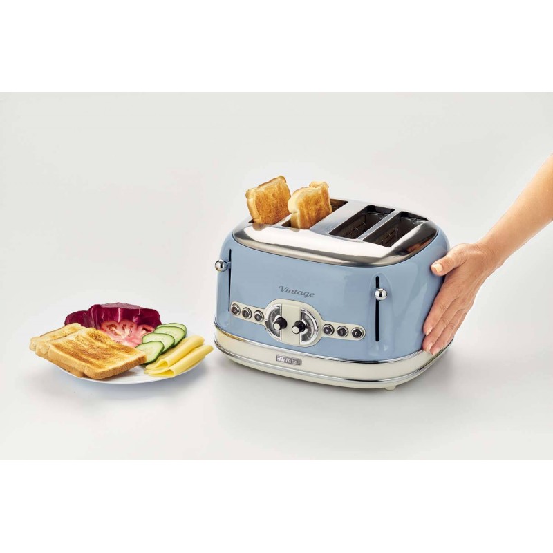 Prajitor de paine Ariete, 0156 Vintage, 1600 W, 4 Felii, crem/green