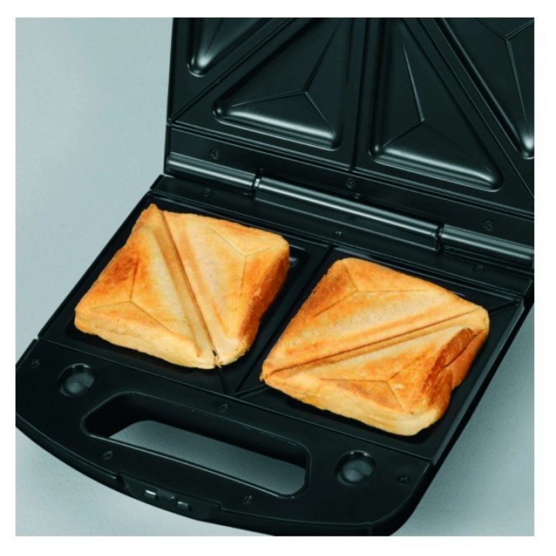 Sandwich maker Studio Casa Tasty SC2127, suprafata antiaderenta, 750 W, protectie de siguranta supraincalzire, Rosu/Argintiu