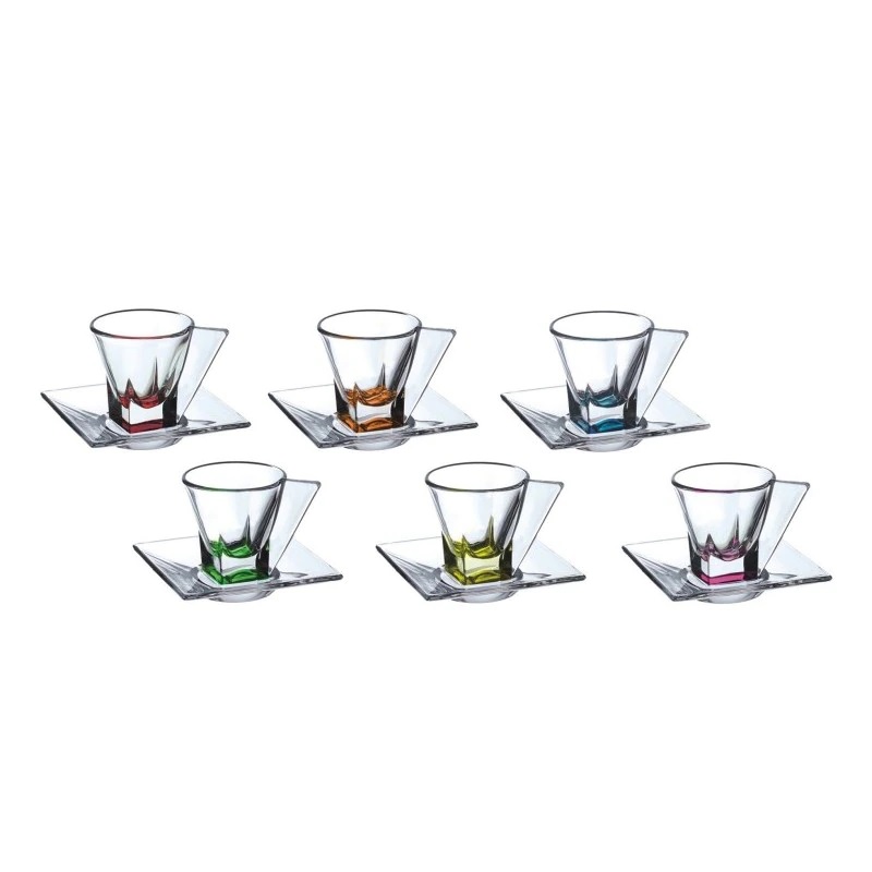 Set 6 Cesti colorate pentru espresso FUSION Rcr Crystal, 70ml