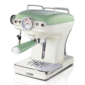 Espressor manual Ariete, 1389 Vintage, Verde, Sistem cappuccino, Putere 900W, 15 Bar