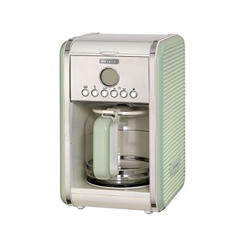 Filtru de cafea Ariete 1342 Vintage, 4-12 cesti, Display LCD, Crem / Verde