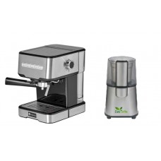 Pachet Espressor Cu Pompa Studio Casa Espresso Mio Sc 2001, 850 W, 15 Bar, 1.2 L, Inox + Rasnita Del Caffe Grind Master, 220W, 60G