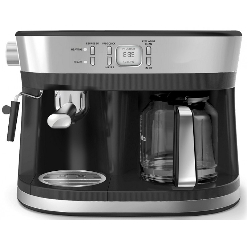 Espressor Studio Casa Delicia Combi INOX, 15 bar, 2 in 1, espressor de cafea si un filtru de cafea, 1850 W, timer