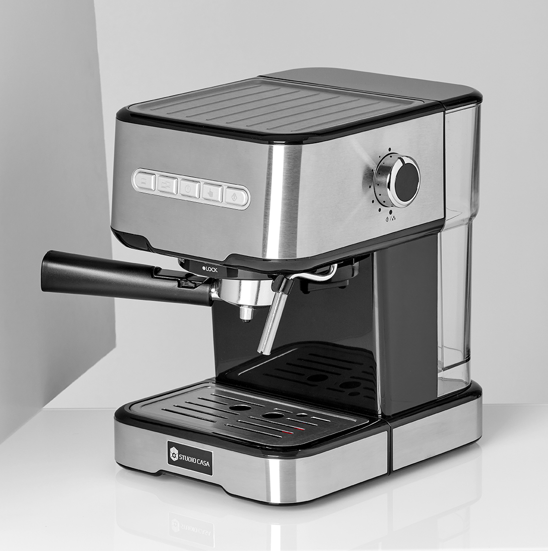 Espressor cu pompa Studio Casa  Espresso Mio SC 2001, 850 W, 15 bar, 1.2 l, Inox